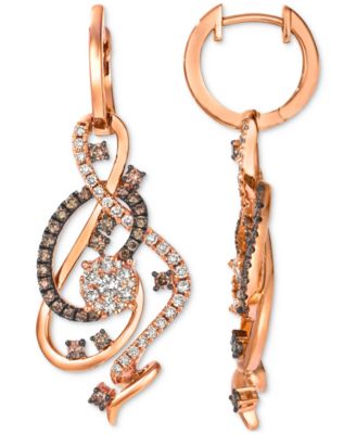 Crazy Collection&reg; Chocolate Diamond & Nude Diamond Swirl Drop Earrings (1-1/2 ct. t.w.) in 14k Rose Gold