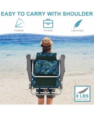 2 Pieces Folding Backpack Beach Chair with Pillow