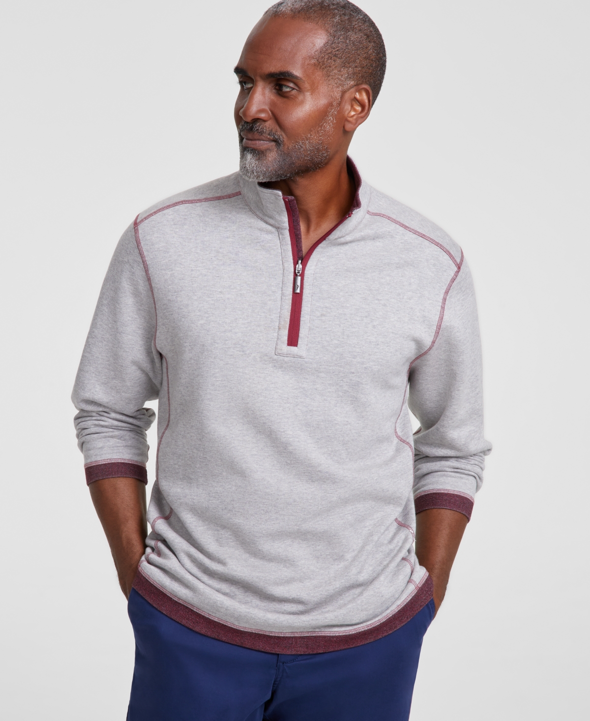 Tommy Bahama Men's Bayview Reversible Quarter-zip Sweater In Cherry Stone