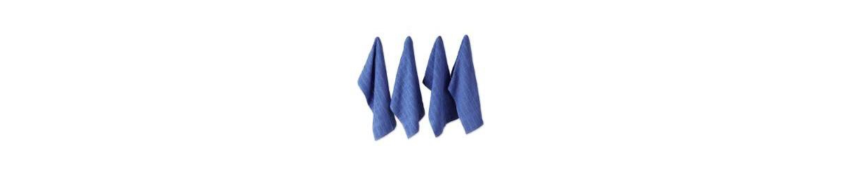 Design Imports Basic Terry Collection Windowpane Dishtowel Set, 16x26", Blueberry Solid, 4 Piece In Blueberry Solid