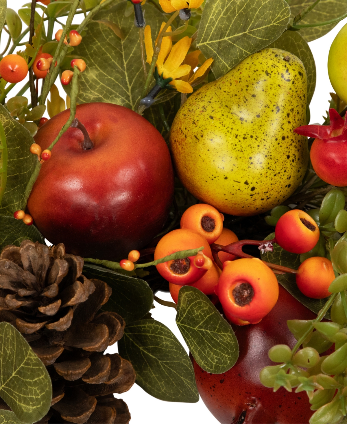 Northlight Apples And Pears Artificial Fall Harvest Wreath In Green