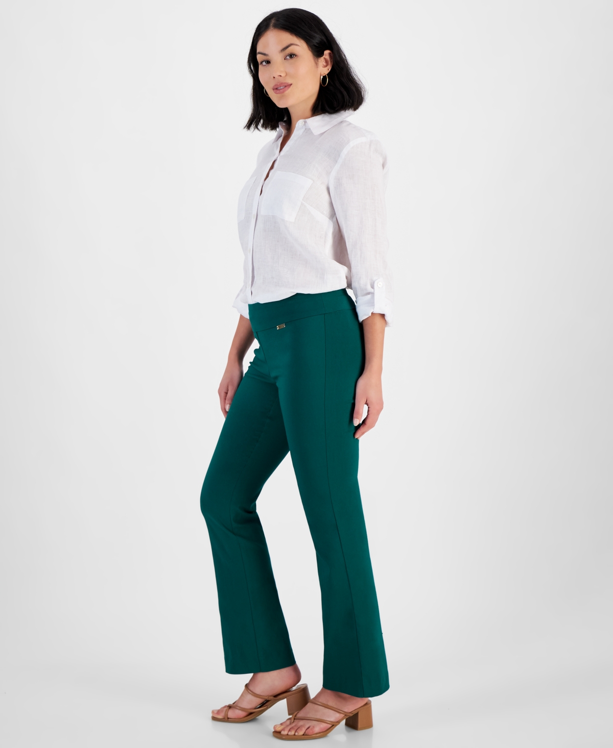 Inc International Concepts Petite Mid-rise Bootcut Pants, Created For Macy's In Green Tourmalin