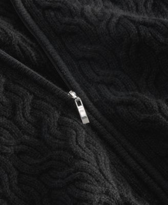 Women's Cashmere Faux-Fur-Collar Cable-Knit Jacket, Created for Macy's