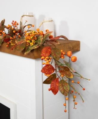 Pumpkins and Berries Artificial Fall Harvest Garland - 5' x 10" - Unlit
