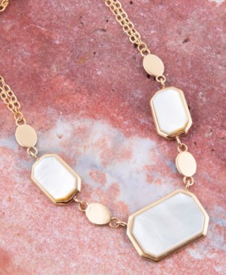 Bold Genuine White Mother of Pearl Abstract Statement Necklace