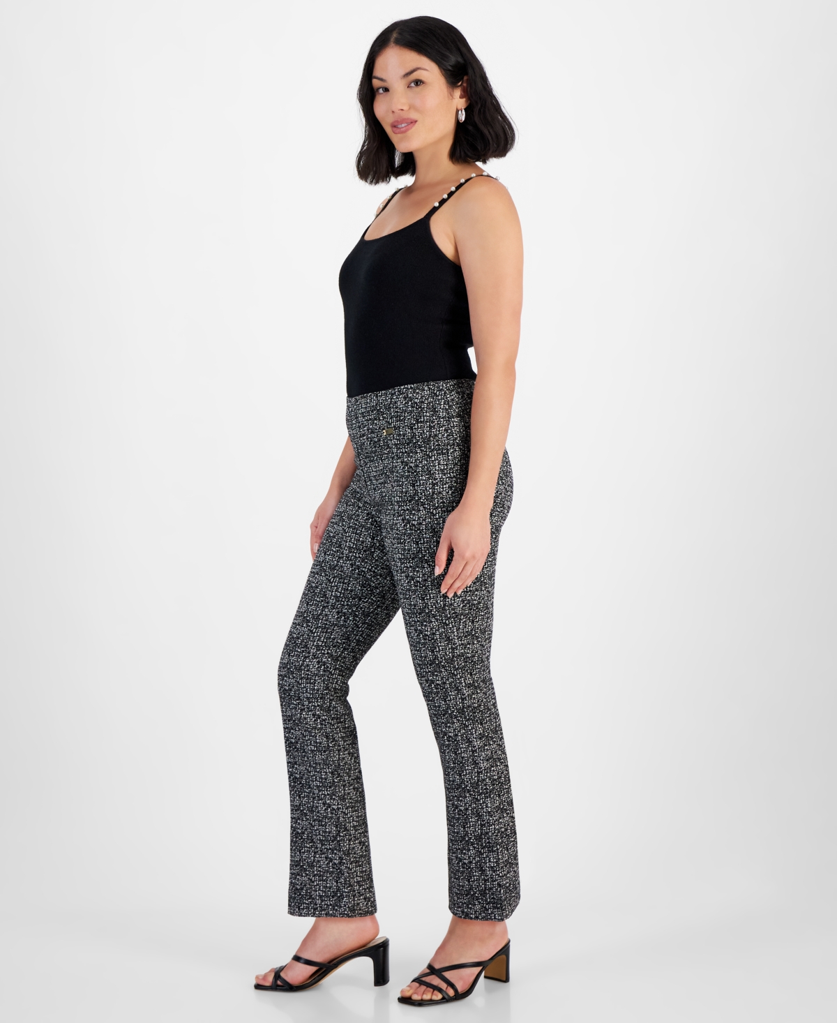 Inc International Concepts Petite Mid Rise Mini-bootcut Jacquard Pants, Created For Macy's In Texture Jacquar