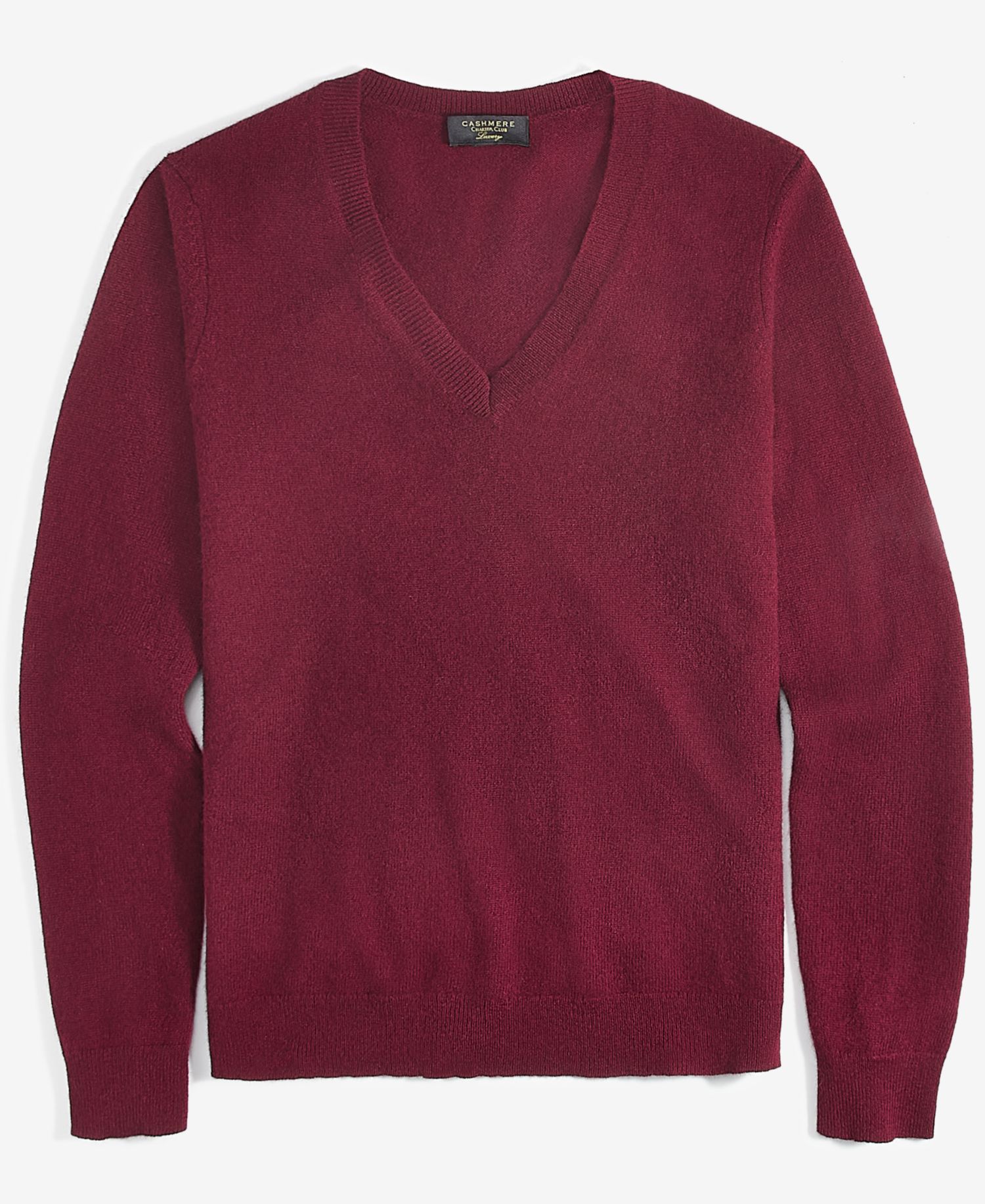 100% Cashmere Petite V-Neck Long-Sleeve Sweater