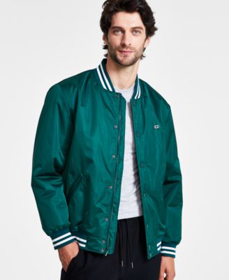 Champion - Men's Classic Logo Striped-Trim Varsity Jacket