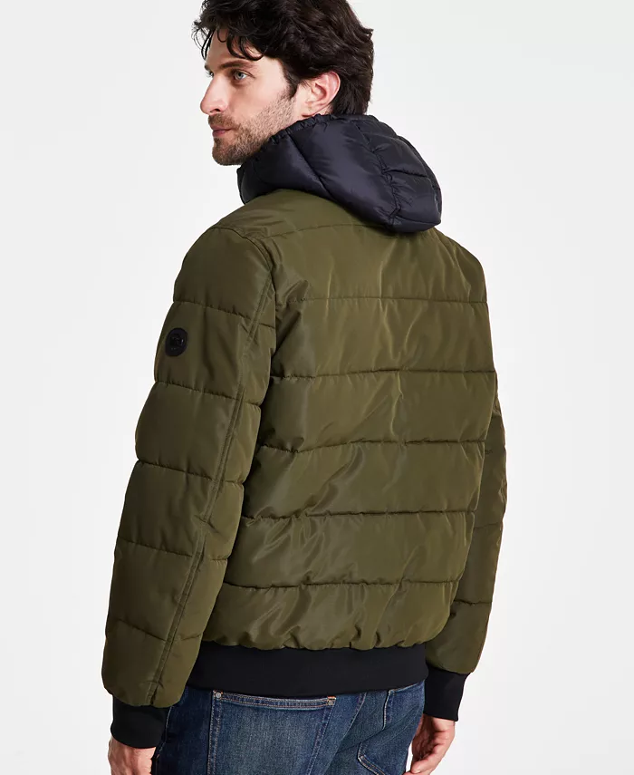 Men's Hooded Puffer Bomber Jacket - thumbnail 7