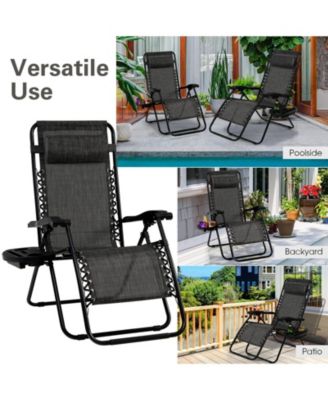 SUGIFT 2 Pieces Folding Lounge Chair with Zero Gravity