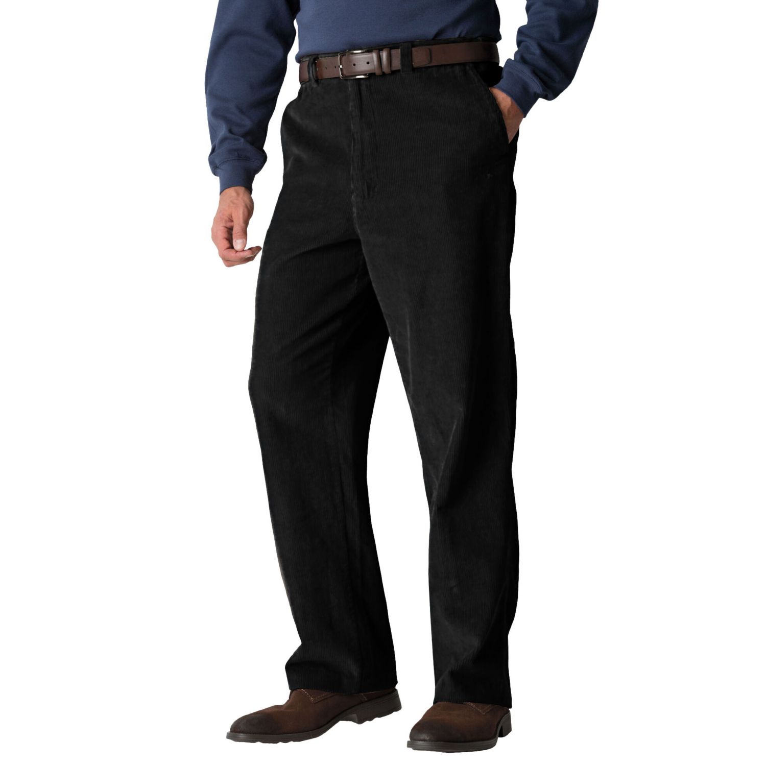 Men's Big & Tall Expandable Waist Corduroy Pleat-Front Pants