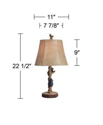 Climbing Bears 22 1/2" High Small Rustic Style Accent Table Lamps Set of 2 USB Port Brown Wood Finish Charging