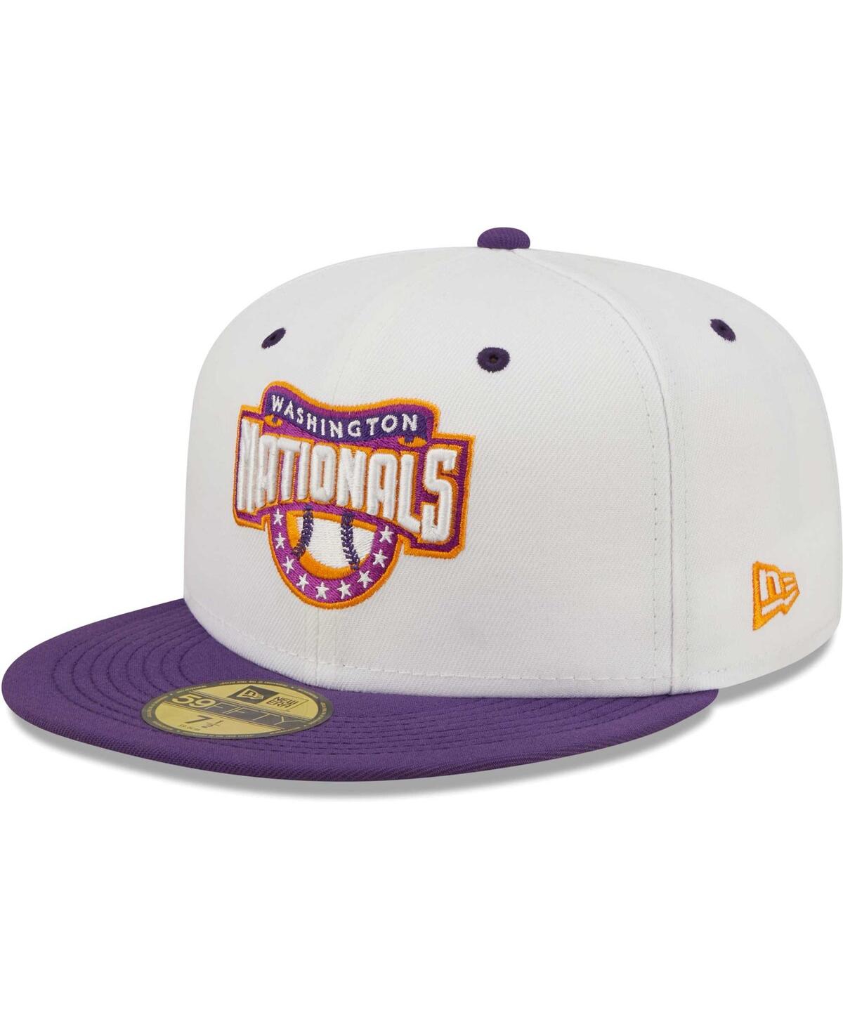 New Era Men'sPurple Washington Nationals 2008 Nationals Park Inaugural Season Grape Lolli 59FIFTY Fitted Hat - White, Purple