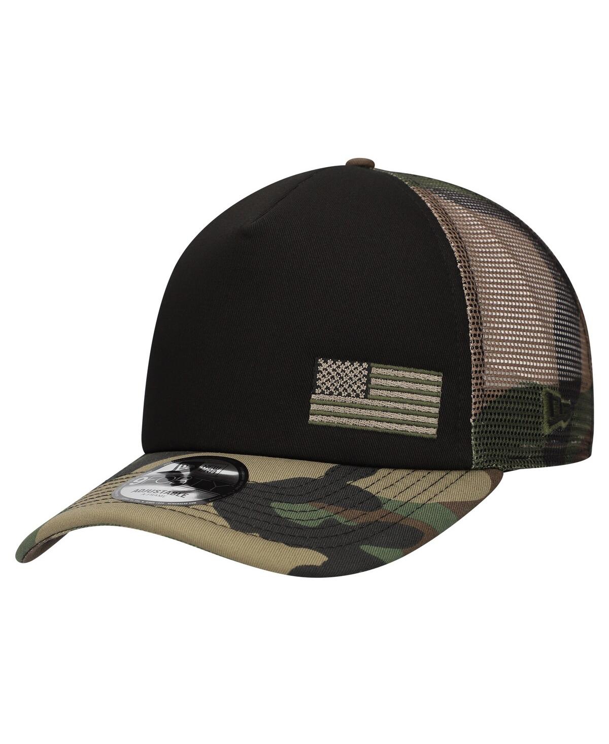 New Era Men'sCamo Erik Jones Trucker 9FORTY Adjustable Hat - Black, Camo