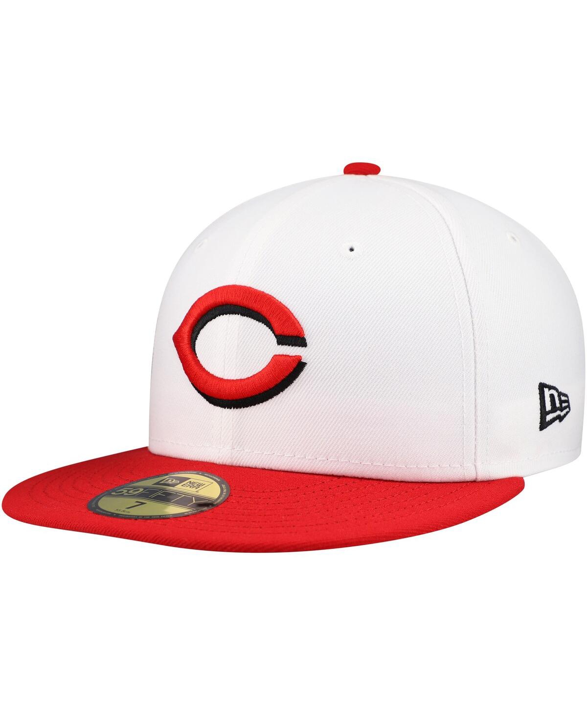 New Era Men'sRed Cincinnati Reds Major Sidepatch 59FIFTY Fitted Hat - White, Red