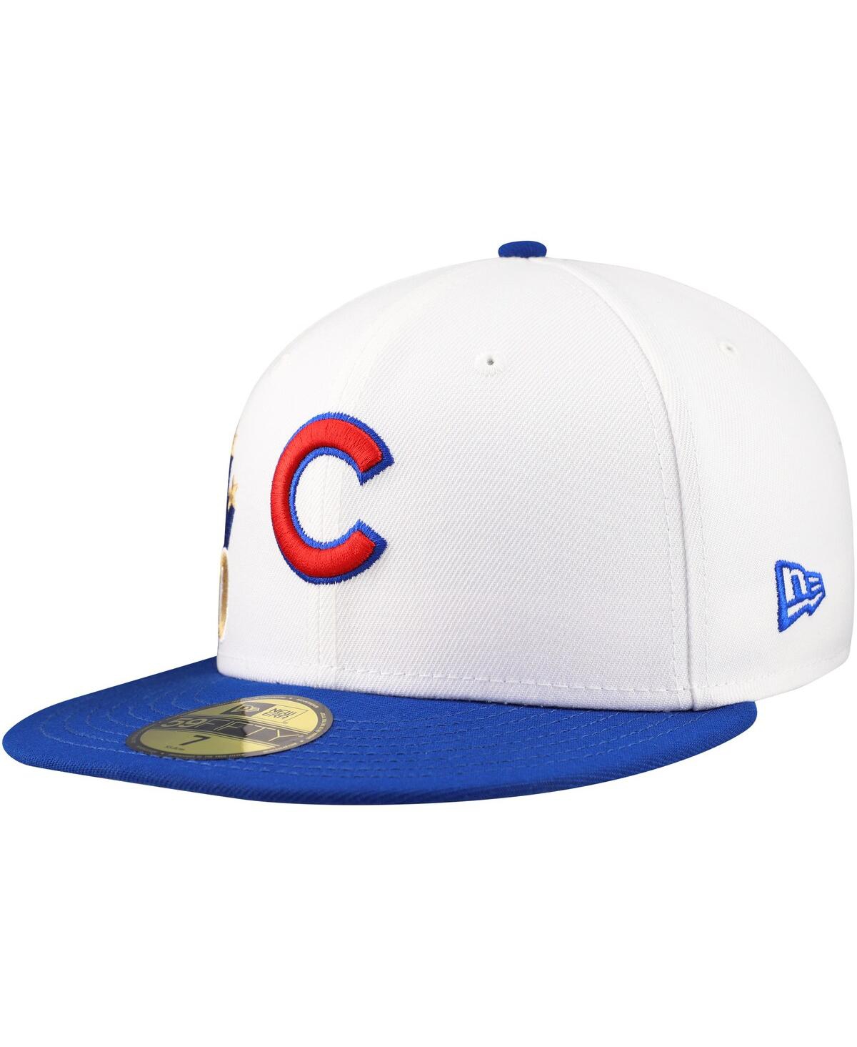 New Era Men'sRoyal Chicago Cubs Major Sidepatch 59FIFTY Fitted Hat - White, Royal