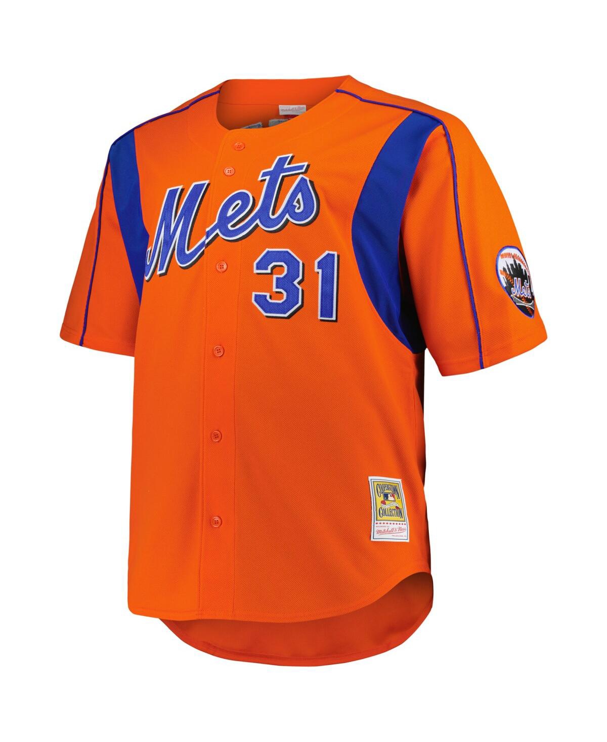 Mitchell Ness Men's Mike PiazzaNew York Mets Big Tall Cooperstown Collection Mesh Batting Practice Jersey - Orange
