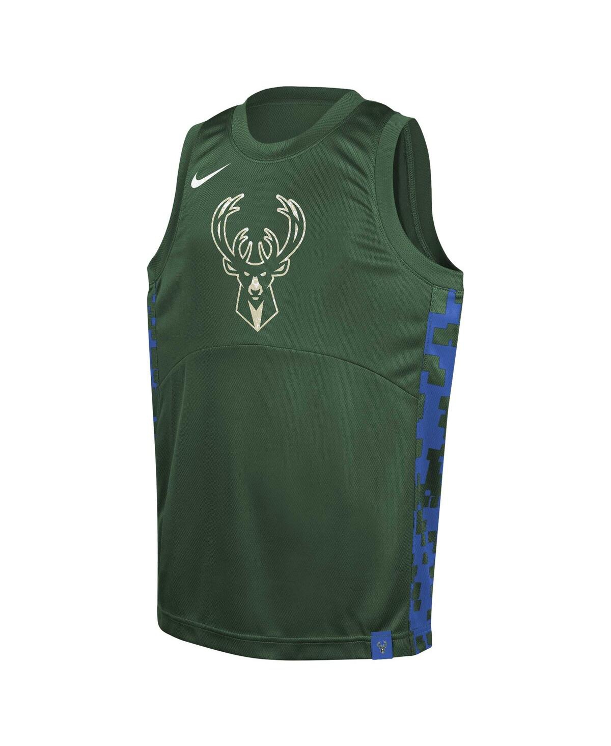 Nike Big Boys And Girls Hunter Green Milwaukee Bucks Courtside Starting Five Team Jersey In Hunter Green