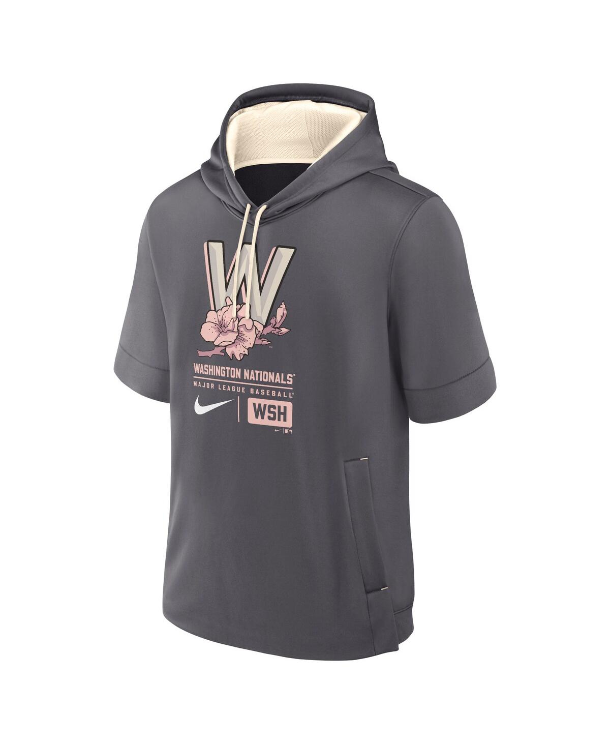 Nike Men'sWashington Nationals City Connect Color Block Short Sleeve Pullover Hoodie - Charcoal, Cream