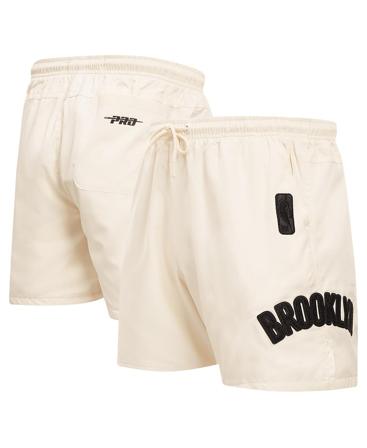 Pro Standard Men's Cream Brooklyn Nets Triple Tonal Woven Shorts In Neutral
