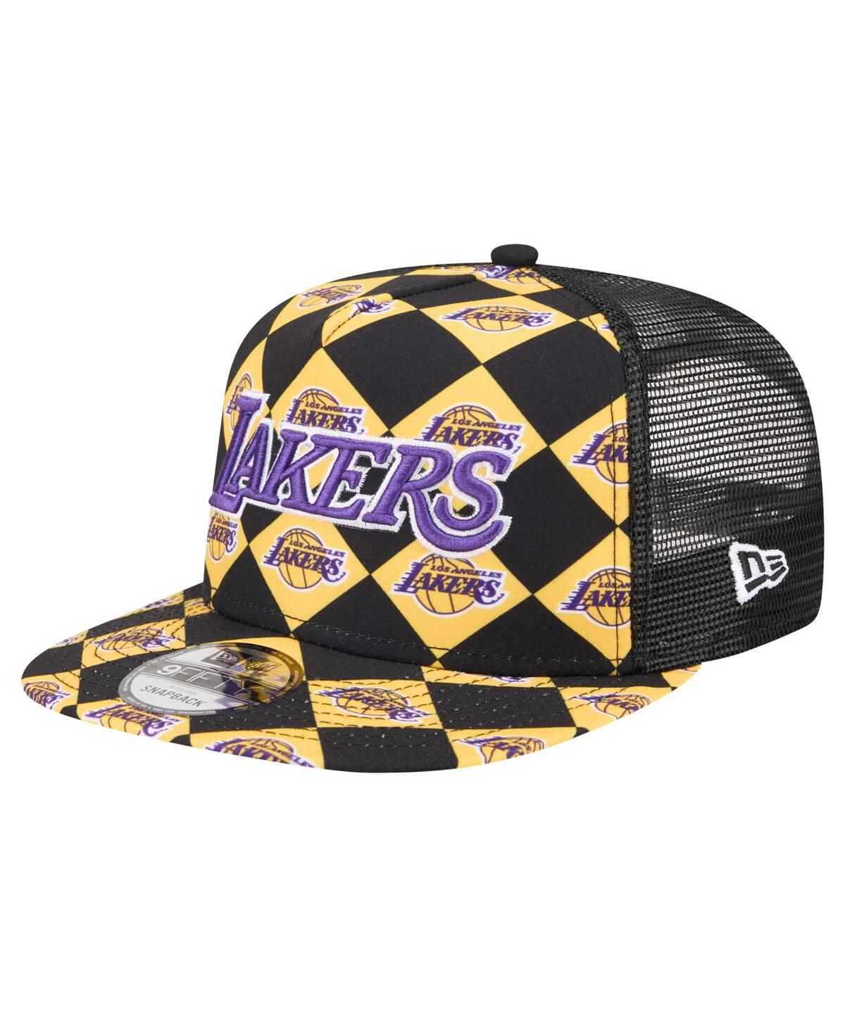 Мужская черная бейсболка Los Angeles Lakers Seeing Diamonds с А-образной оправой Trucker 9FIFTY Snapback