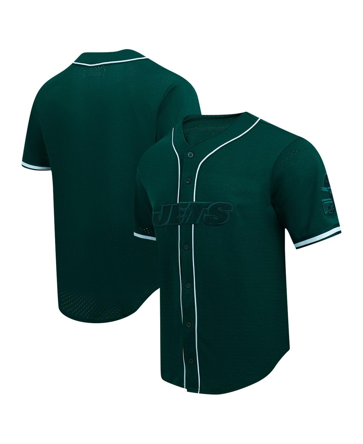 PRO STANDARD MEN'S GREEN NEW YORK JETS TRIPLE TONAL MESH BUTTON-UP SHIRT 