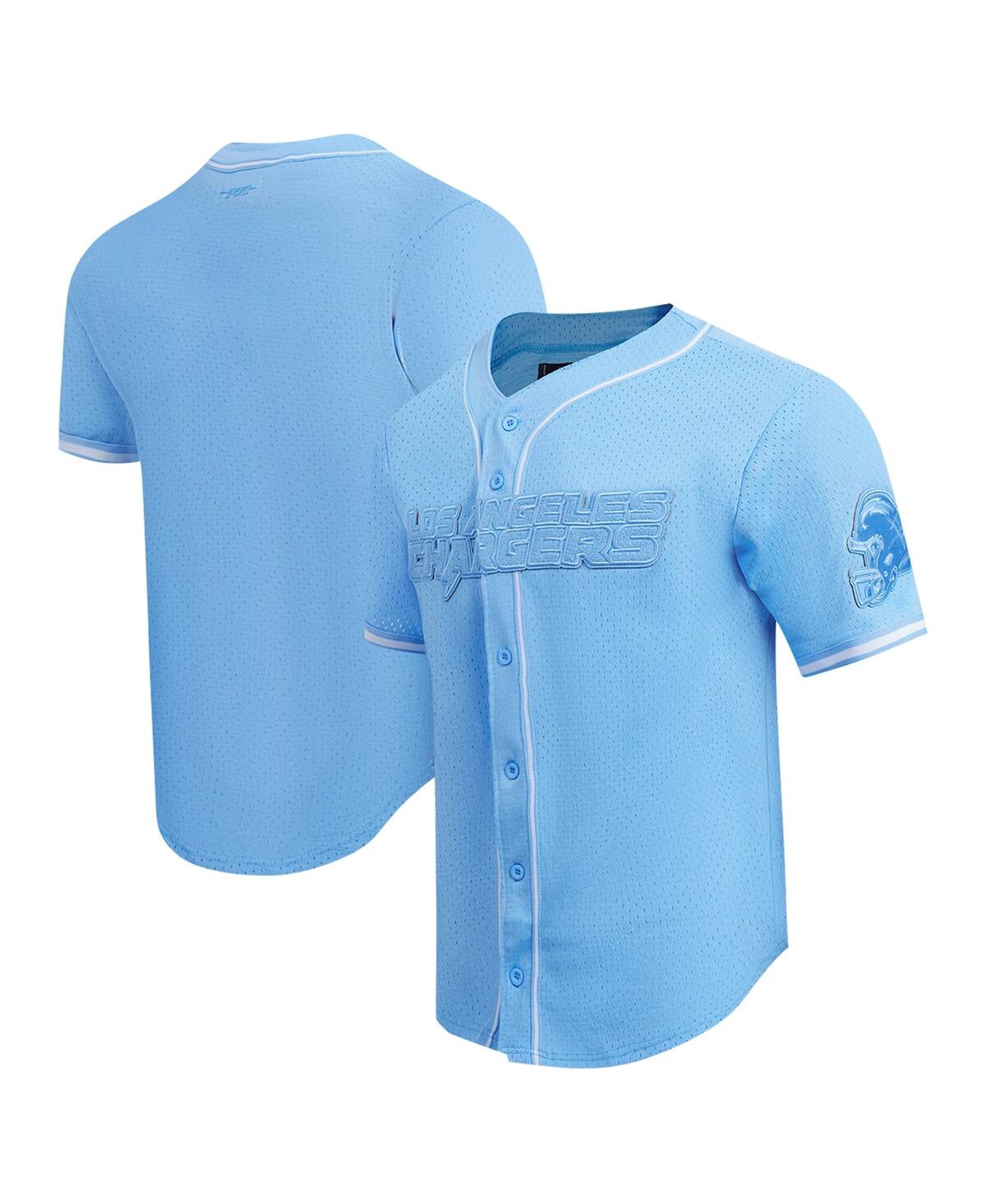Men's Powder Blue Los Angeles Chargers Triple Tonal Mesh Button-Up Shirt - Powder Blue