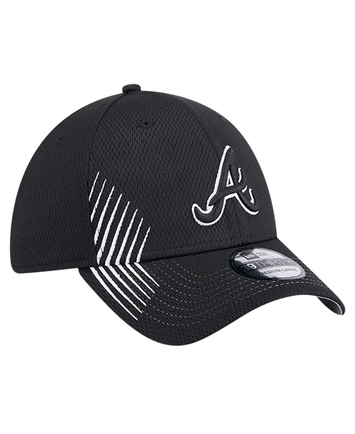 New Era Men'sAtlanta Braves Active Dash Mark 39THIRTY Flex Hat - Black
