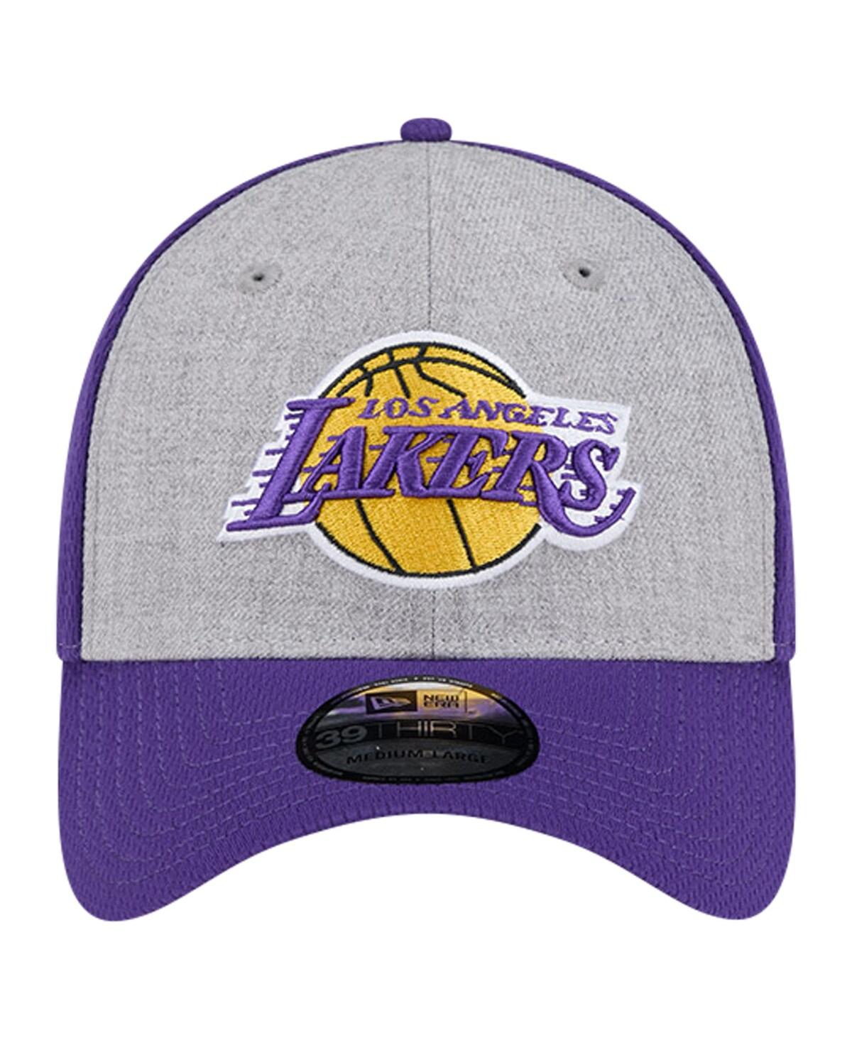 New Era Men's Heather Gray/purple Los Angeles Lakers Two-tone 39thirty Flex Hat In Heather Gray,purple