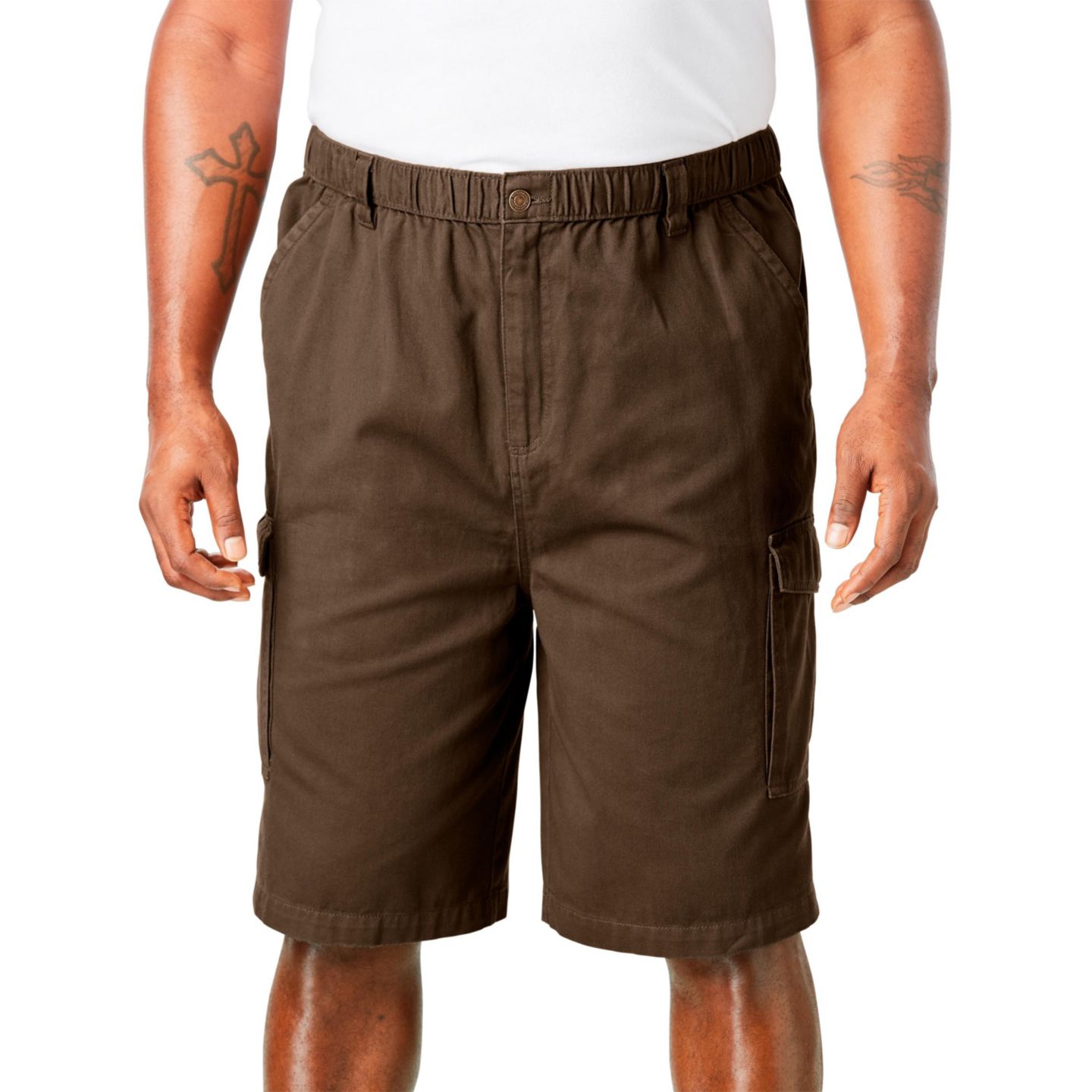 Мужские шорты Boulder Creek by KingSize Renegade 9" Full Elastic Waist Cargo, цвет: Коричневый — фото 1