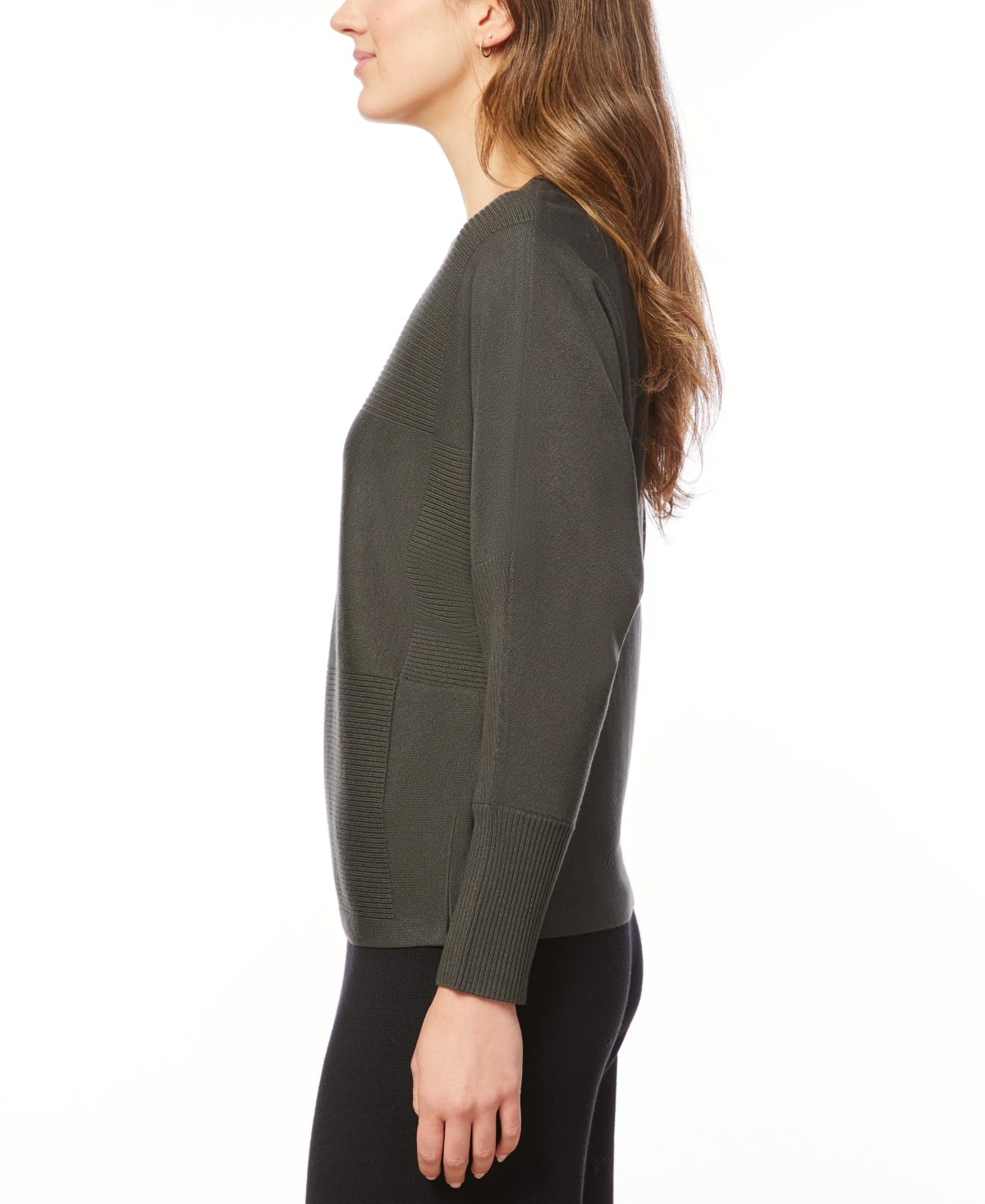 Melissa Paige Women's Ribbed Block-Stitch Dolman-Sleeve Sweater