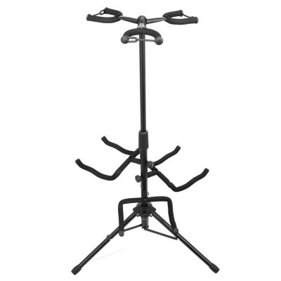 Triple Guitar Stand Floor Adjustable 30- 38.5 Inch Tripod Multi Guitars Holder Universal Folding Support for Acoustic Electric Bass Banjo Stands Hold 3 Guitars GSH 3N1