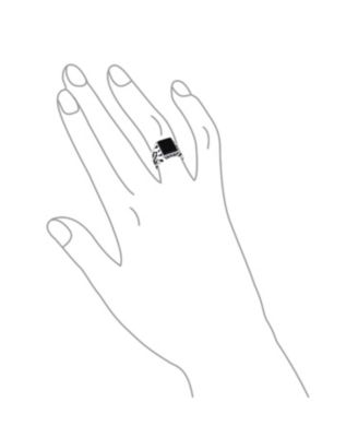 Large Rectangle Gemstone Wide Chain Link Statement Signet Ring Sterling Silver