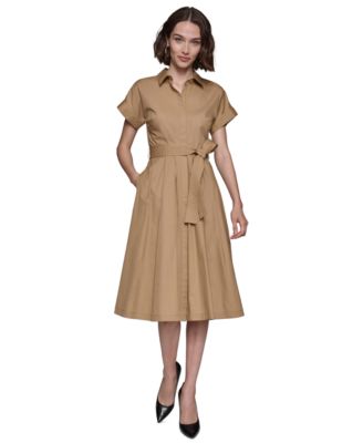 KARL LAGERFELD PARIS - Women's Poplin Grommet Shirtdress