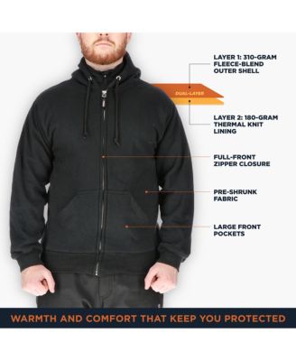 Men's Thermal Lined Hooded Sweatshirt - Heavy-Duty, Warm, Comfortable