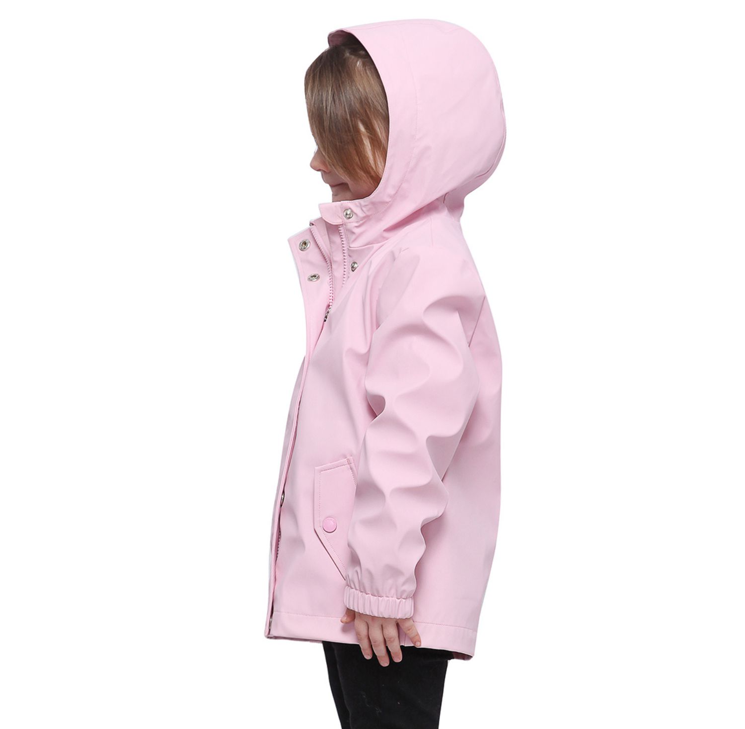 Little and Big Girls' Waterproof Rain Coat Rubberized Jacket