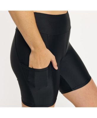 Plus Size Mid-Thigh Swim Shorts With Pockets