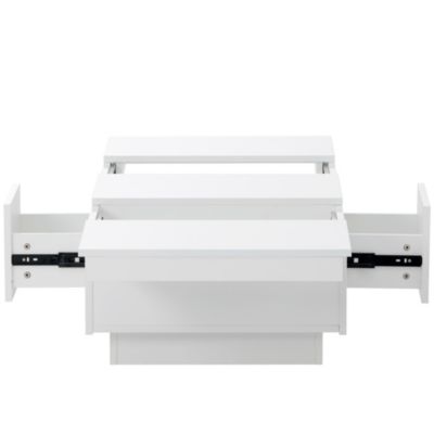 White Multi-Storage Coffee Table, 39.3"x21.6"