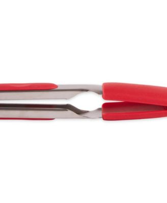 Endurance 18/8 Stainless Steel 10.75" Red Square Silicone Tip Tongs