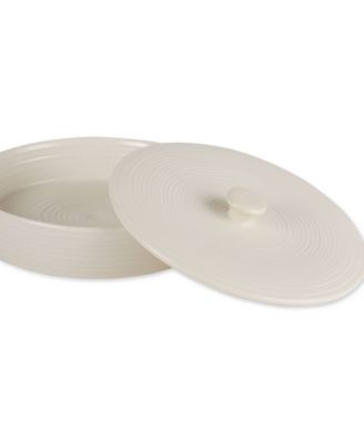 11" D Stoneware White Tortilla Warmer