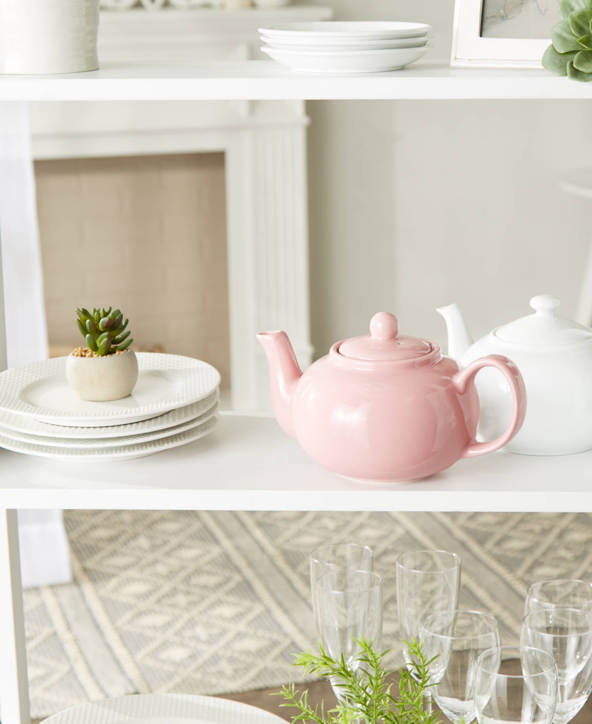 Rsvp International Stoneware 42 Ounce Pink Teapot In Pink