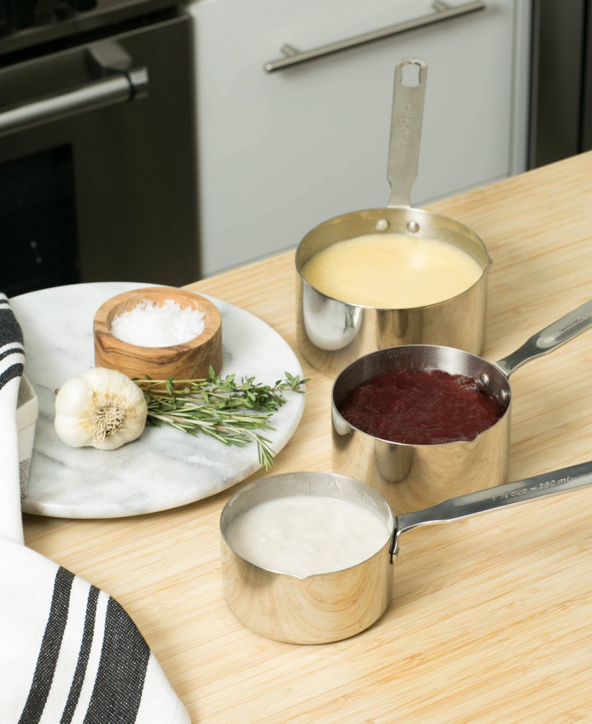 Shop Rsvp International Endurance Stainless Steel 3 Cup Measuring Pan In Gray