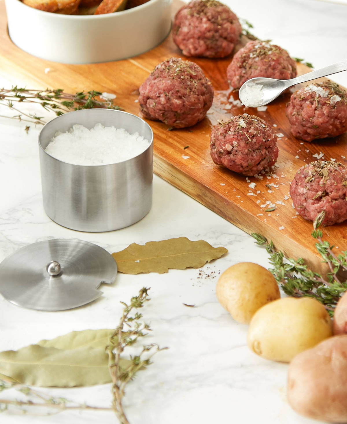 Rsvp International Endurance Stainless Steel 4 Ounce Salt Cellar And Spoon Set In Silver