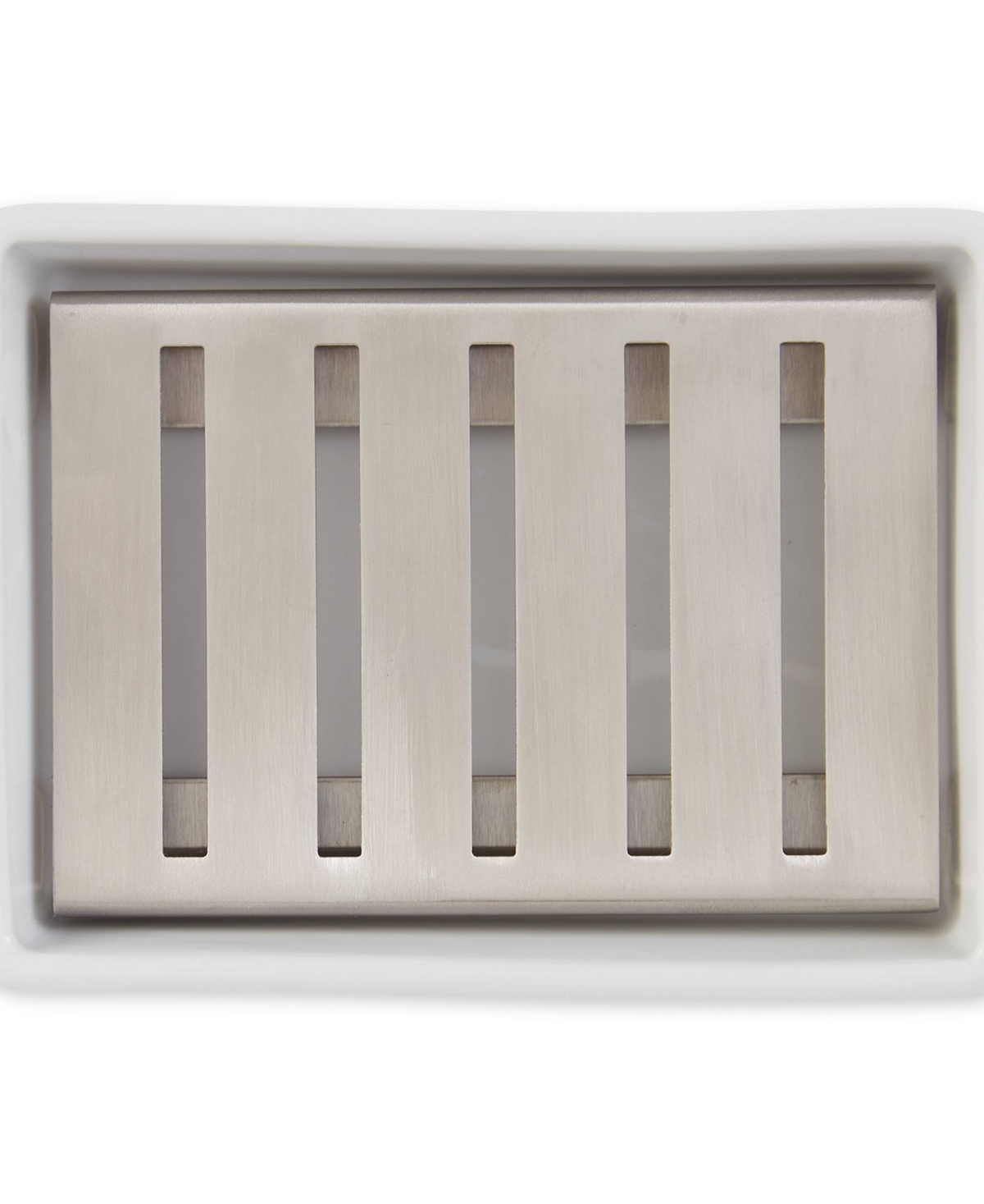 Rsvp International Ceramic Stoneware and Stainless Steel 5x4" Soap Dish