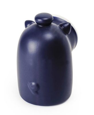 Stoneware 2 Piece 6 Ounce Matte Blue Salt Pig and Spoon Set