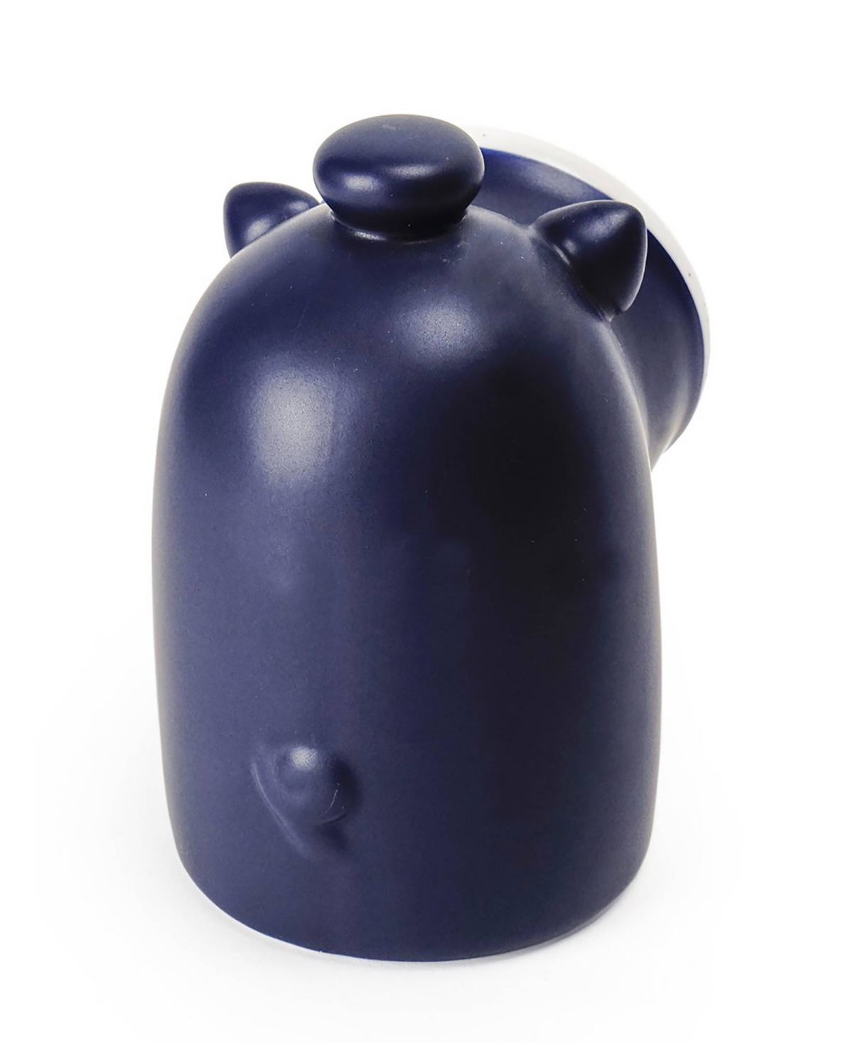 RSVP INTERNATIONAL STONEWARE 2 PIECE 6 OUNCE MATTE BLUE SALT PIG AND SPOON SET 