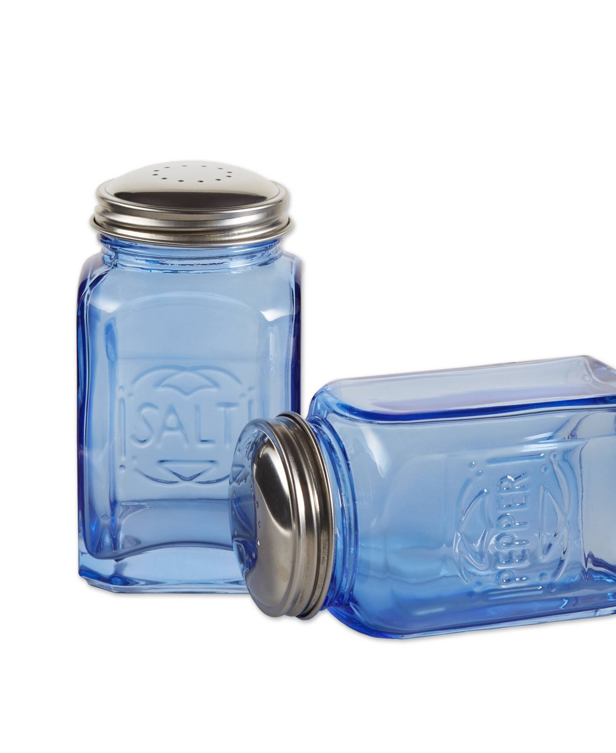 Rsvp International Retro Glass Blue 2 Piece 8 Ounce Retro Style Salt Pepper Set In Blue
