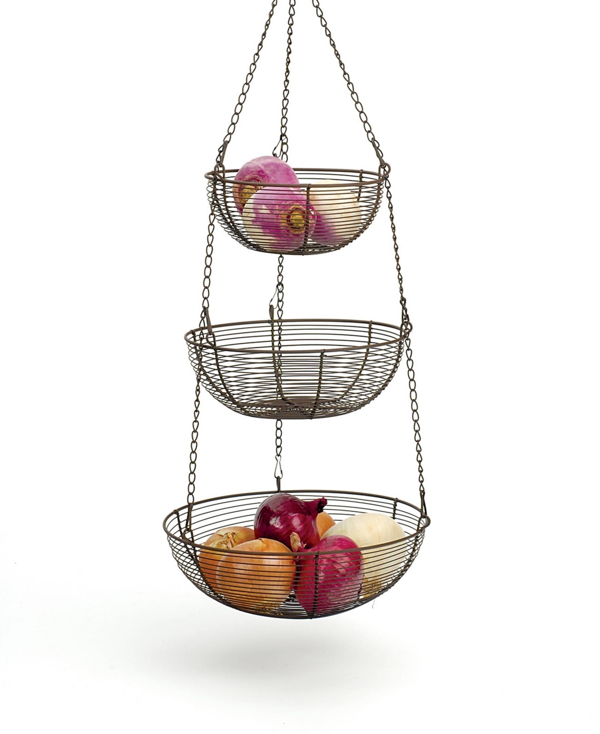 Shop Rsvp International Woven Wire 3 Tier Bronze Hanging Basket In Brown