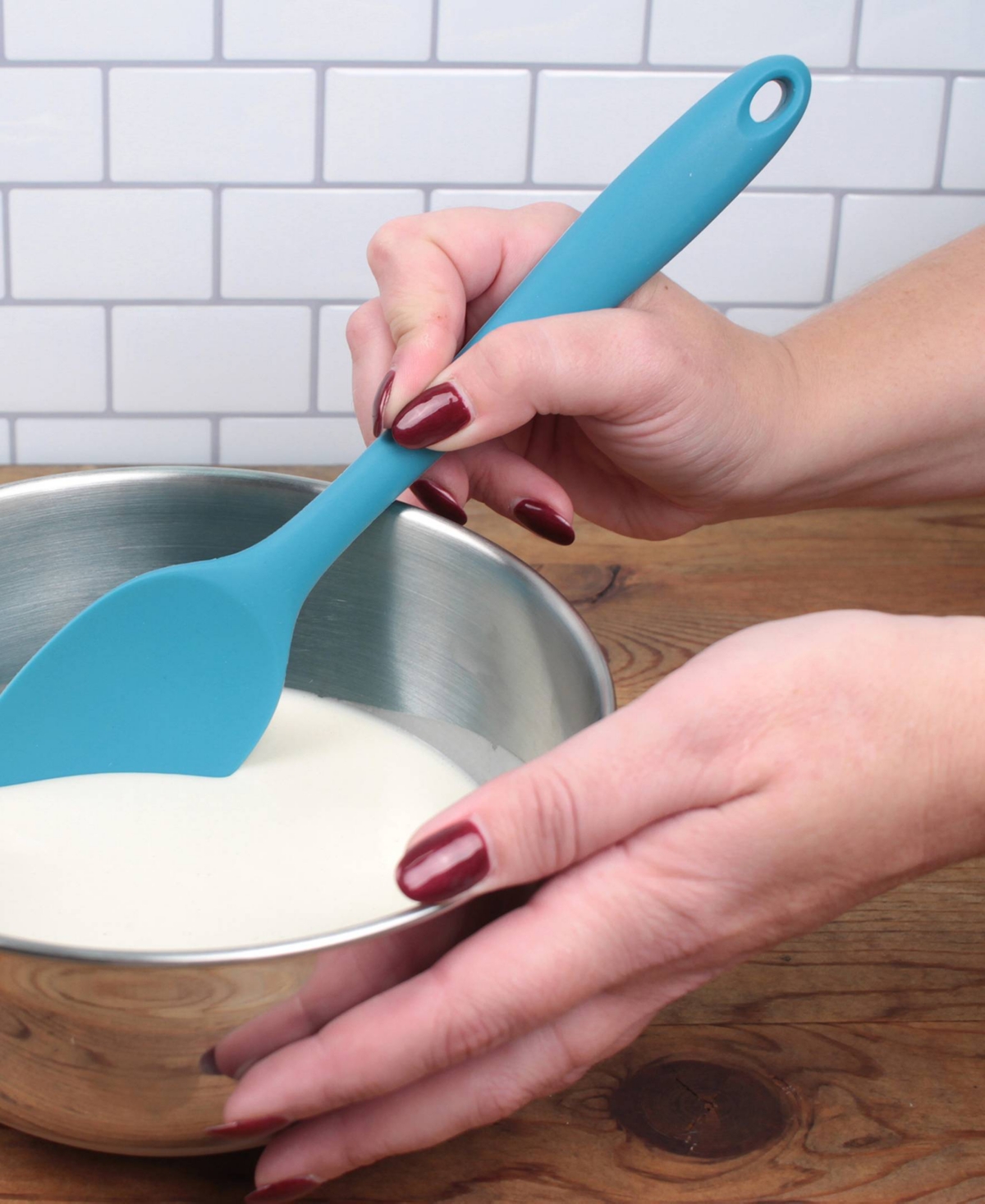 Rsvp International Silicone Coated Steel 11" X 2.25" Ela Series Turquoise Spoon In Blue