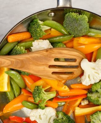 Olive Wood 12x2" Slotted Spoon